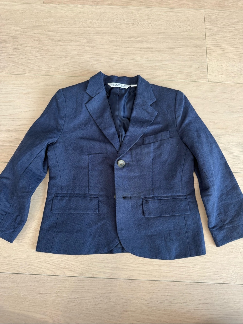 Janie and Jack Navy Blue Boys Linen-Blend Blazer | 3T